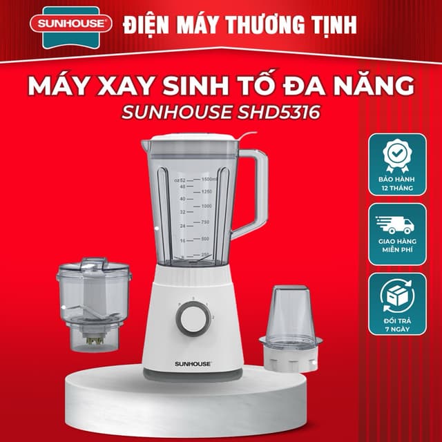MÁY XAY SINH TỐ ĐA NĂNG SUNHOUSE SHD5316 công suất 600w hàng chính hãng bảo hành 12 tháng - Ảnh 2
