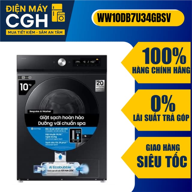 Máy giặt Samsung WW10DB7U34GBSV Bespoke AI EcoBubble Inverter 10 kg - Ảnh 10