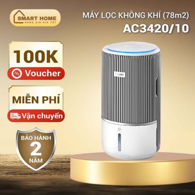 Máy lọc không khí Philips AC3420/10 43W | Hàng chính hãng. Bảo hành 2 năm toàn quốc. - Ảnh 1