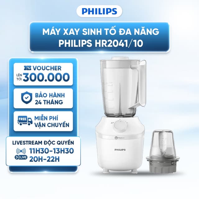 Máy xay sinh tố đa năng Philips HR2041/10 - Công suất 450W - 2 cối - Ảnh 6