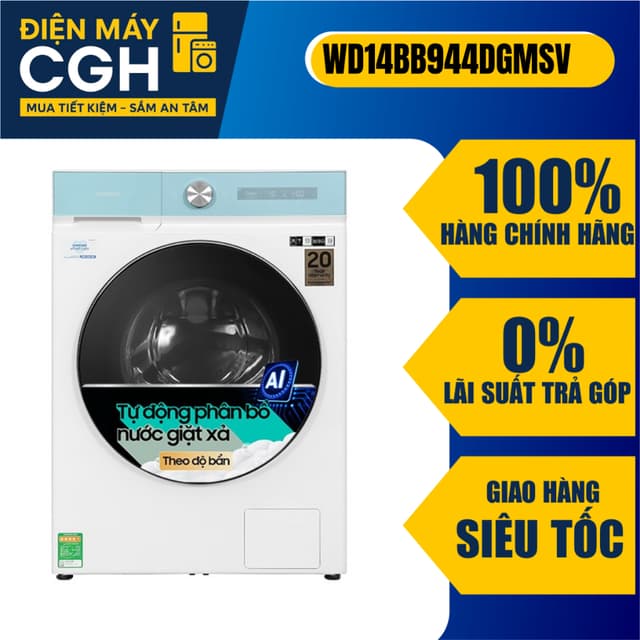 Máy giặt sấy Samsung Bespoke AI Inverter giặt 14 kg - sấy 8 kg WD14BB944DGMSV - Ảnh 8
