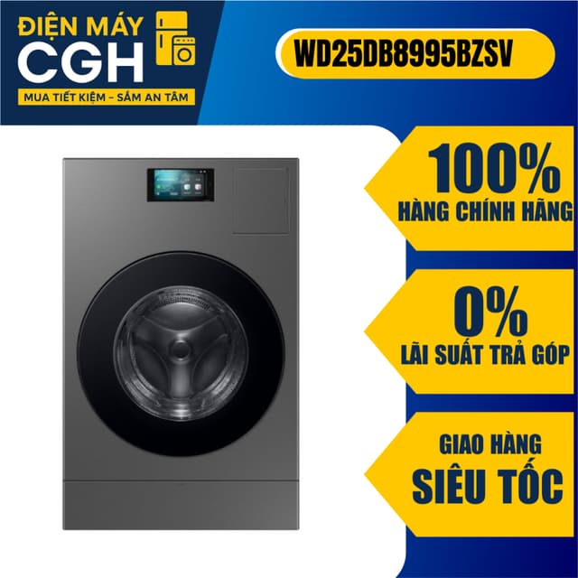 Máy giặt sấy Samsung AI Combo Heatpump Inverter giặt 25 kg - sấy 15 kg WD25DB8995BZSV - Ảnh 10