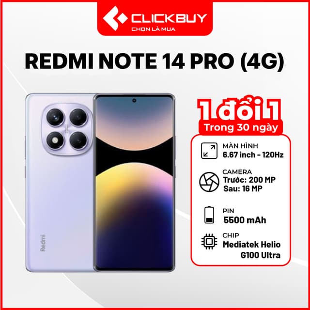 Điện thoại Xiaomi Redmi Note 14 Pro (4G) 8GB 256GB Chính Hãng - Ảnh 4