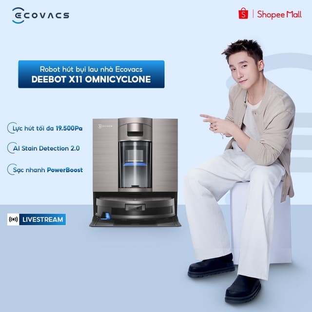 [KOLs] Robot hút bụi lau nhà Ecovacs DEEBOT X11 OmniCyclone - Lực hút tối đa 19.500Pa - AI Stain Detection 2.0 - Ảnh 8