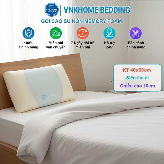 Gối cao su non tự nhiên memory foam VNKHome cao cấp chống đau mỏi vai gáy giúp ngủ nhanh ngon hơn - Ảnh 9