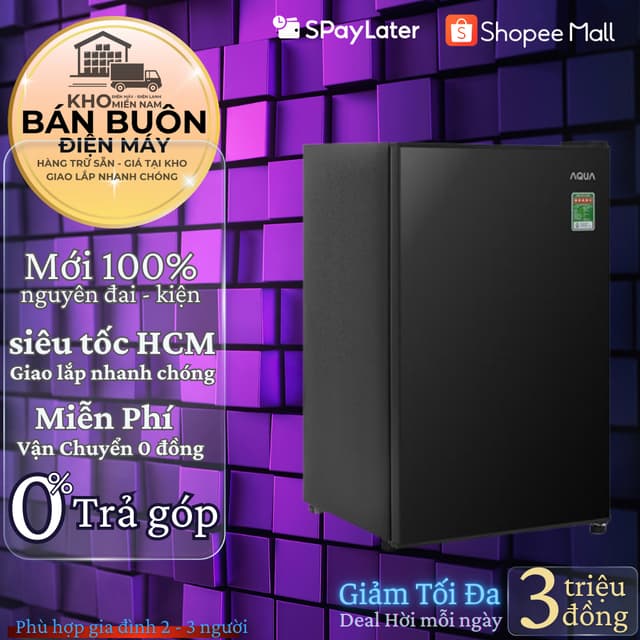 Tủ Lạnh Aqua AQR-D100FA(BS) – 90 Lít, Ngăn Đá Riêng, Thiết Kế Nhỏ Gọn, Tiết Kiệm Điện - Ảnh 12