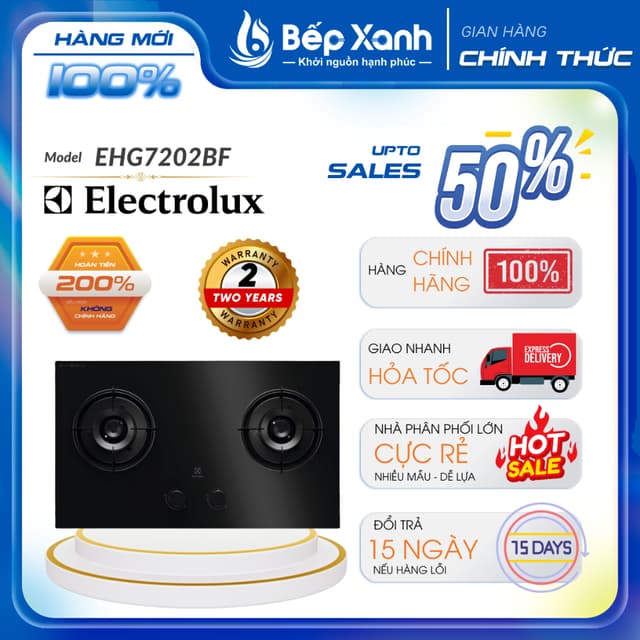 [FREESHIP HCM] Bếp Gas Âm 2 Vùng Nấu Electrolux EHG8250BC / EHG7202BF - Kính Cường Lực - Ảnh 1