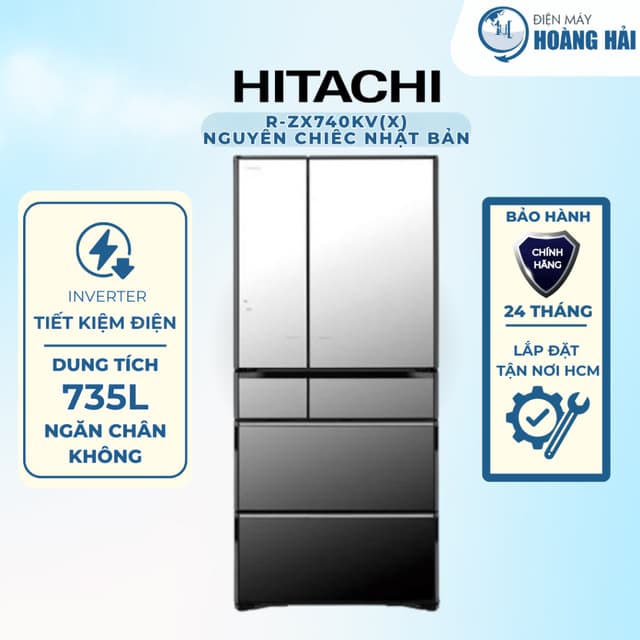 Tủ lạnh Hitachi Inverter 735 lít Multi Door R-ZX740KV X, cửa tủ cảm ứng, làm đá tự động - Ảnh 1