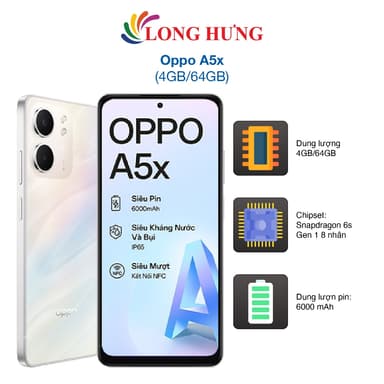 So sánh giá Điện thoại Oppo A5x (4GB/64GB) - Hàng chính hãng rẻ nhất?