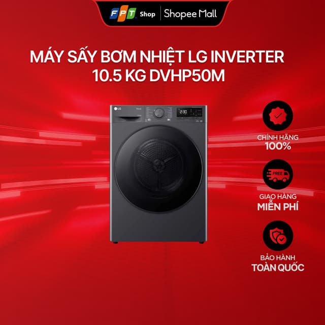 [Chỉ GH tận nơi] Máy sấy bơm nhiệt LG Inverter 10.5 Kg DVHP50M - Ảnh 7
