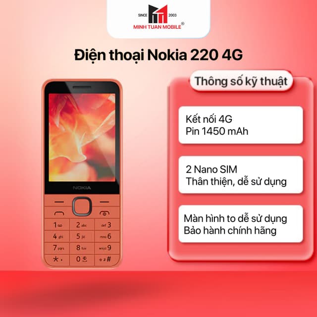Nokia 220 4G pin 1450 mAh thời gian thoại liên tục đạt 6 giờ và ở chế độ chờ lên đến 27 ngày - Bảo hành chính hãng - Ảnh 11