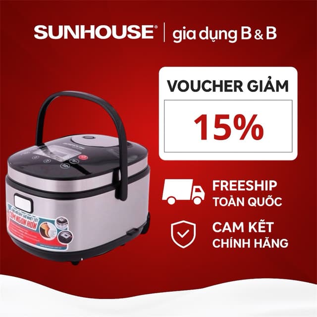 Nồi cơm điện tử 1.8 lít SUNHOUSE Mama SHD8903 nấu cơm mềm dẻo với công suất 860 W, 8–10 chế độ - Ảnh 4