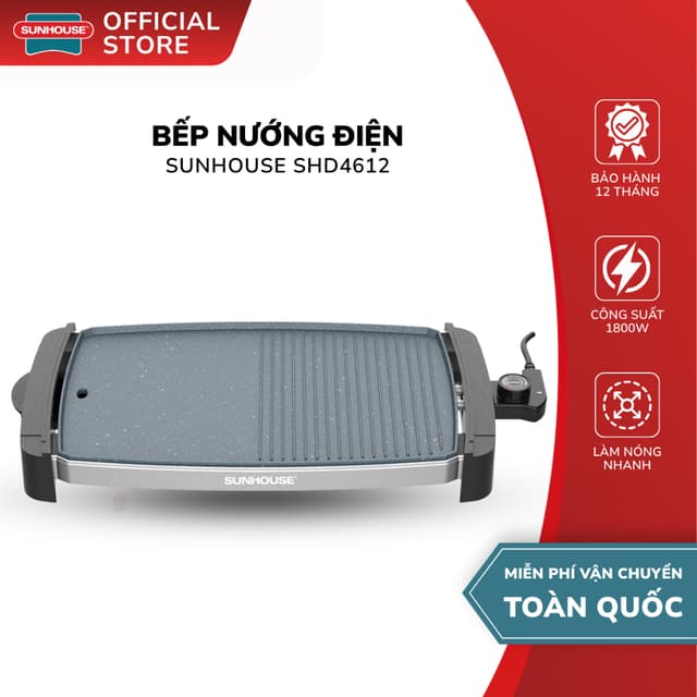 Bếp Nướng Điện Sunhouse SHD4612 - Bảo Hành 12 Tháng, Công Suất 1800W, Khay Hứng Mỡ Thừa Tiện Lợi - Ảnh 5