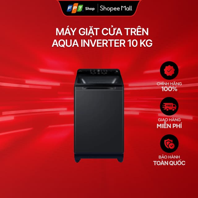 [Chỉ GH tận nơi]  Máy giặt cửa trên Aqua Inverter 10 kg AQW-DR100JT BK - Ảnh 3