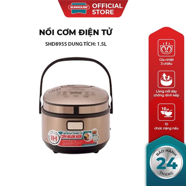 Nồi cơm điện cao tần Sunhouse Mama 1.5 lít SHD8955, có hẹn giờ -  Hàng chính hãng - Bảo hành 12 tháng - Ảnh 3