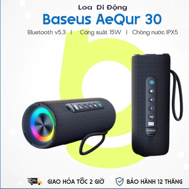 Loa Bluetooth Di Động Baseus AeQur 30 Air Outdoor (Bluetooth v5.3, IPX5, 16H) NEW FULLBOX - Ảnh 9