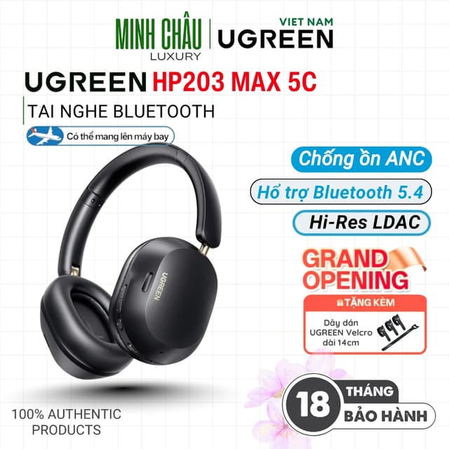 Tai nghe Bluetooth không dây UGREEN HP203 Hitune Max5C, Chống ồn chủ động ANC, Hổ trợ Hi-Res LDAC - Hàng Chính hãng - Ảnh 3