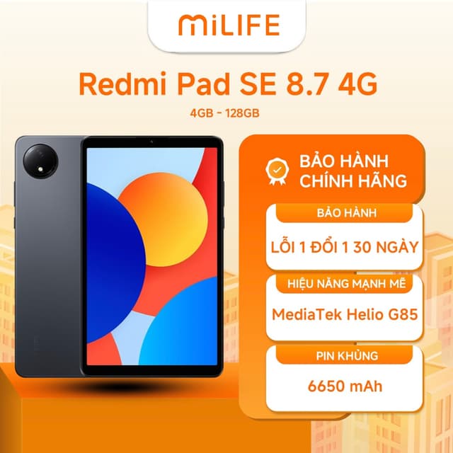 Máy Tính Bảng Xiaomi Redmi Pad SE 8.7 4G 4GB 128GB Chính Hãng BH 18 Tháng - Ảnh 8