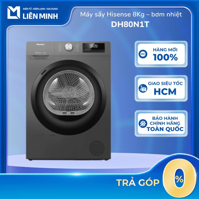 Máy Sấy Hisense DH80N1T 8 Kg – Bơm Nhiệt (Heat Pump) [Giao Toàn Quốc] - Ảnh 2