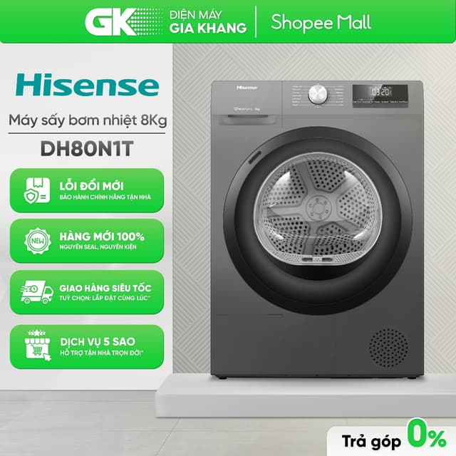 Máy Sấy Hisense DH80N1T 8 Kg – Bơm Nhiệt (Heat Pump) [Toàn Quốc] - Ảnh 4