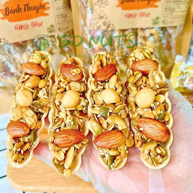 Bánh thuyền mix hạt túi 250g GO NUTS có Macca không đường hỗ trợ ăn kiêng, bánh ngũ cốc dinh dưỡng - Ảnh 3