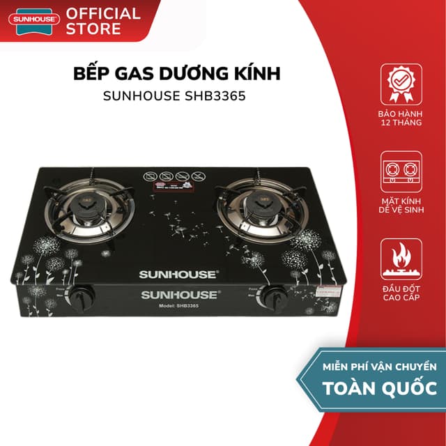 Bếp Gas Đôi Dương Kính Sunhouse SHB3365 - Bảo Hành Chính Hãng 12 Tháng, Hệ Thống Đánh Lửa Nhanh - Ảnh 3