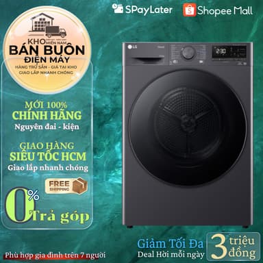 So sánh giá DVHP50M Máy sấy bơm nhiệt LG 10.5 kg DVHP50M, sấy nhanh, bảo vệ sợi vải - hàng chính hãng rẻ nhất?