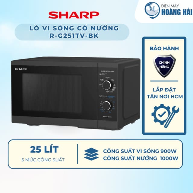 R-G251TV-BK | Lò vi sóng có nướng Sharp R-G251TV-BK 25 lít - Hàng chính hãng - Ảnh 3
