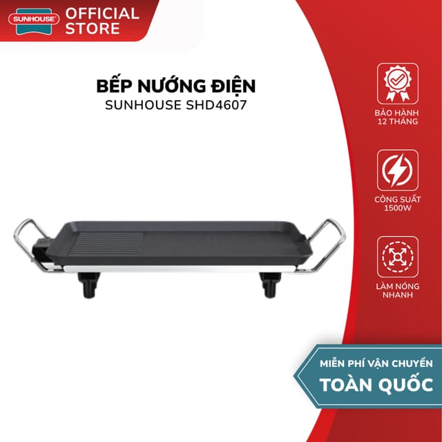 Bếp Nướng Điện Không Khói Sunhouse SHD4607 - Bảo Hành 12 Tháng, Mặt Bếp Lớn, Bộ Điều Chỉnh Linh Hoạt - Ảnh 9