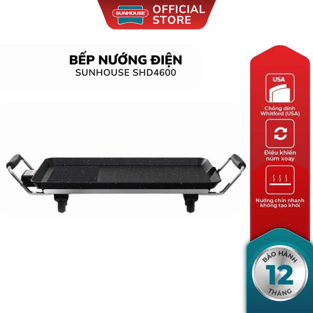 Bếp Nướng Điện Không Khói Sunhouse SHD4600 - 1500W, Bảo Hành 12 Tháng, Mặt Bếp Phủ Chống Dính - Ảnh 10