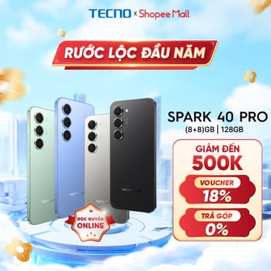 So sánh giá [Độc Quyền] Điện thoại TECNO SPARK 40 PRO (8+8)GB/128GB - Màn hình AMOLED 1.5K & 144Hz | Mỏng 6.69mm | Sạc nhanh 45W rẻ nhất?