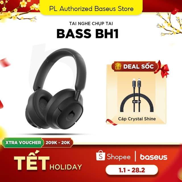 Tai Nghe Chụp Tai Baseus Bass BH1 Bluetooth 6.0 | AI ENC | Pin 80H | Dynamic Super Bass 40mm - Ảnh 2