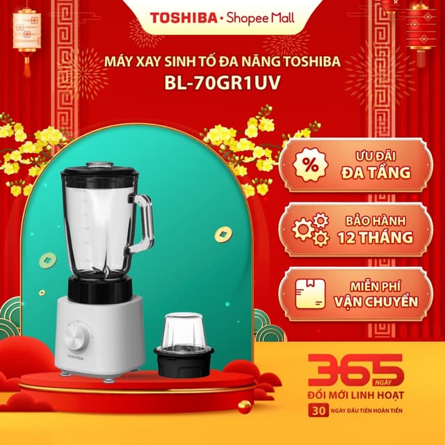 [TẶNG BỘ ĐŨA] Máy xay sinh tố đa năng Toshiba BL-70GR1UV (Đen) - Bảo hành chính hãng 12 tháng - Ảnh 12