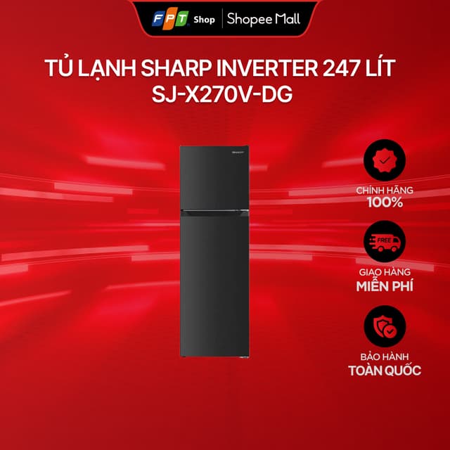 [Miễn phí giao hàng - Không lắp đặt] Tủ lạnh Sharp Inverter 247 lít SJ-X270V-DG - Ảnh 4