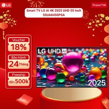 So sánh giá Smart TV LG AI 4K 2025 UHD 55 Inch 55UA8450PSA.ATV rẻ nhất?