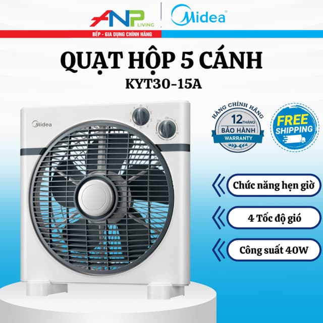 Quạt Hộp Midea 40W KYT30-15A – 5 Cánh, 4 Tốc Độ Gió, Có Hẹn Giờ, Tiết Kiệm Điện, Phù Hợp Gia Đình - Ảnh 4