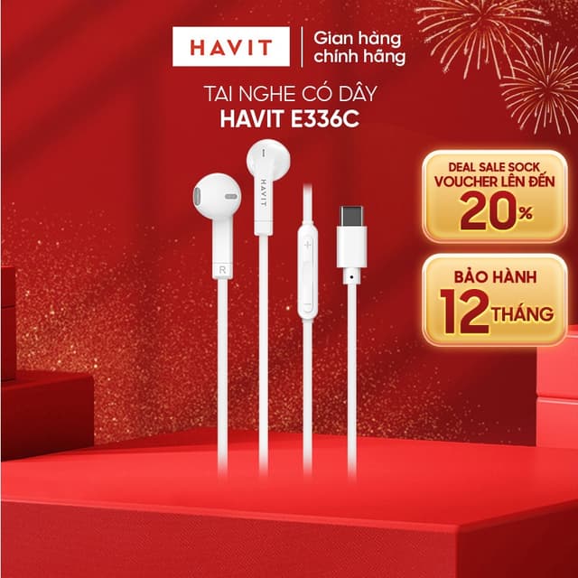 Tai Nghe Có Dây Havit E336C Type-C Thiết Kế Bền Nhẹ Kiểu Dáng Semi-inear - Ảnh 6