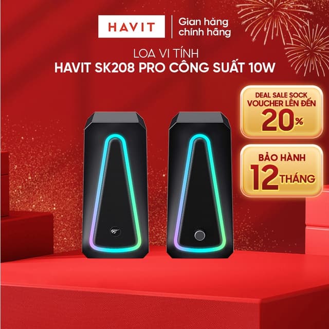 Loa Vi Tính Havit SK208 PRO Công Suất 10W | Kết nối USB, AUX | Đèn Led RGB - Ảnh 4
