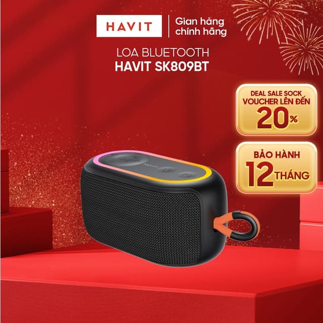 Loa Bluetooth Havit SK809BT Di Động IPX6 Âm Thanh Vòm 6W | Led RGB - Ảnh 6
