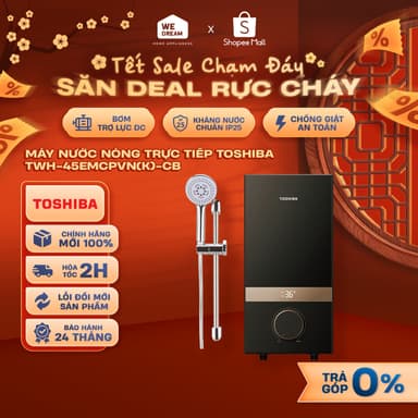 So sánh giá TWH-45EMCPVN(K)-CB - Máy Nước Nóng Trực Tiếp Toshiba TWH-45EMCPVN(K)-CB 4500W Có Bơm Trợ Lực - Chính Hãng, Mới 100% rẻ nhất?