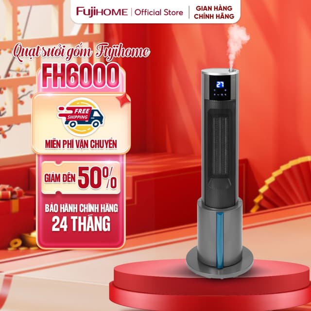 Quạt sưởi gốm tích hợp tạo ẩm FUJIHOME FH6000, máy sưởi ấm phu sương, Không Đốt Oxy, Không Khô Da, An Toàn Cho Gia Đình - Ảnh 12