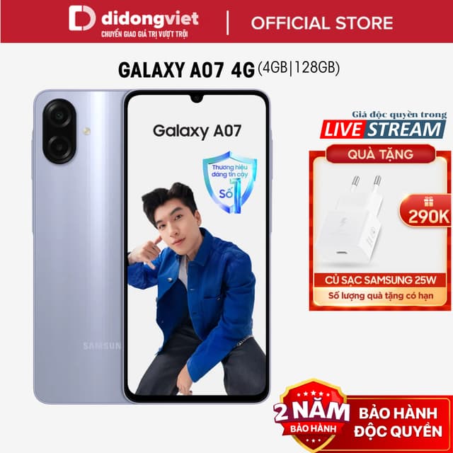 (KOL) Điện thoại Samsung Galaxy A07 4GB | 128GB, Màn hình 6,7" - MediaTek Helio G99 - 5000mAh - BH 2 năm - Ảnh 1