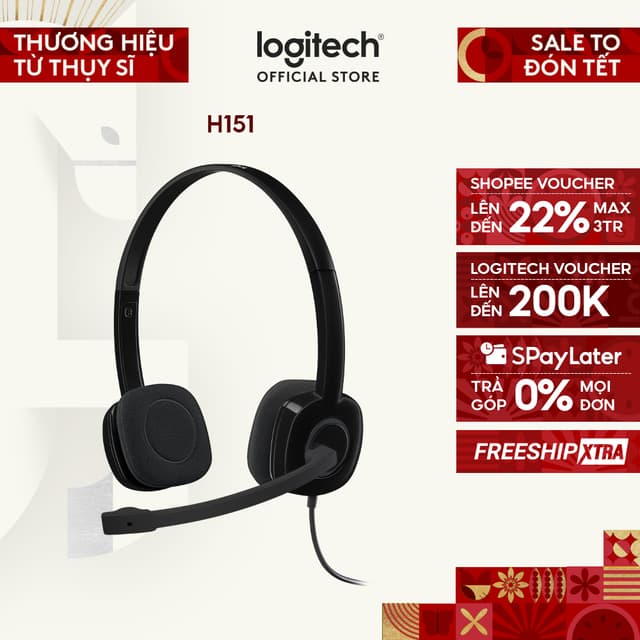 Tai nghe chụp tai Logitech H151 - 1 jack 3.5mm, Mic khử giảm tiếng ồn, âm thanh nổi - Ảnh 10
