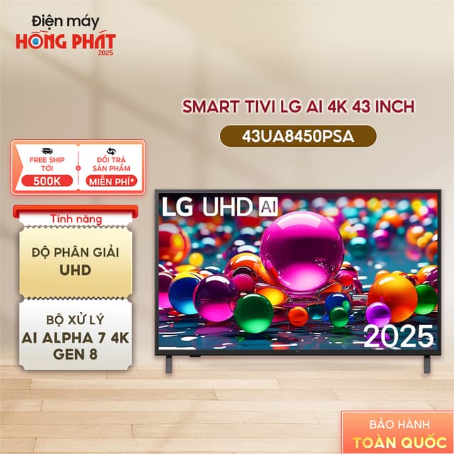 [Giao-Lắp HCM/Cần Thơ] Smart Tivi LG 4K UHD AI UA8450 43 Inch 43UA8450PSA - Ảnh 7