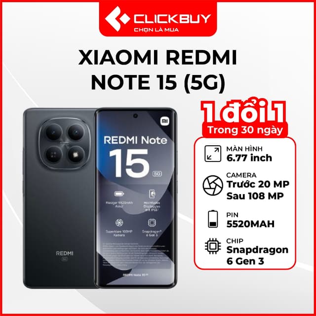 Điện thoại Xiaomi Redmi Note 15 (5G) 6GB 128GB Chính Hãng - Ảnh 8