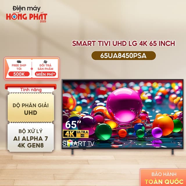 [Giao-Lắp HCM/Cần Thơ] Smart Tivi LG 4K UHD AI UA8450 65 Inch 65UA8450PSA - Ảnh 6