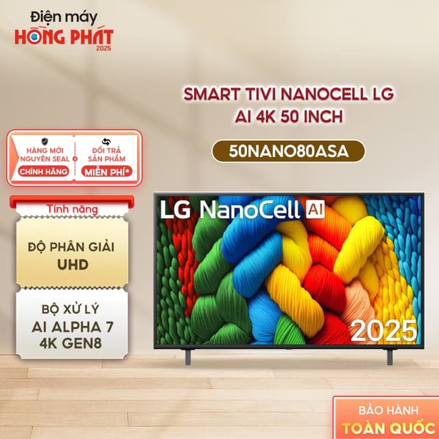 [Giao-Lắp HCM/Cần Thơ] Smart Tivi NanoCell LG AI 4K 50 inch 50NANO80ASA - Ảnh 11