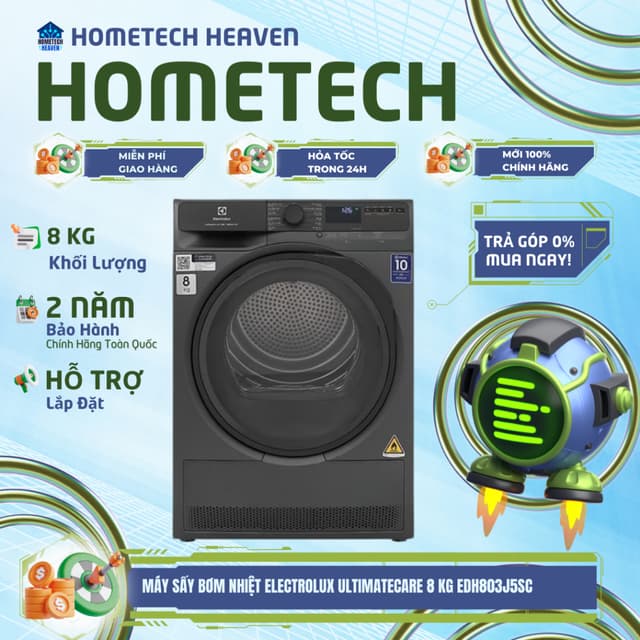 EDH803J5SC [GIAO LẮP MIỄN PHÍ] Máy sấy bơm nhiệt Electrolux UltimateCare 8 kg EDH803J5SC- CHÍNH HÃNG - Ảnh 3