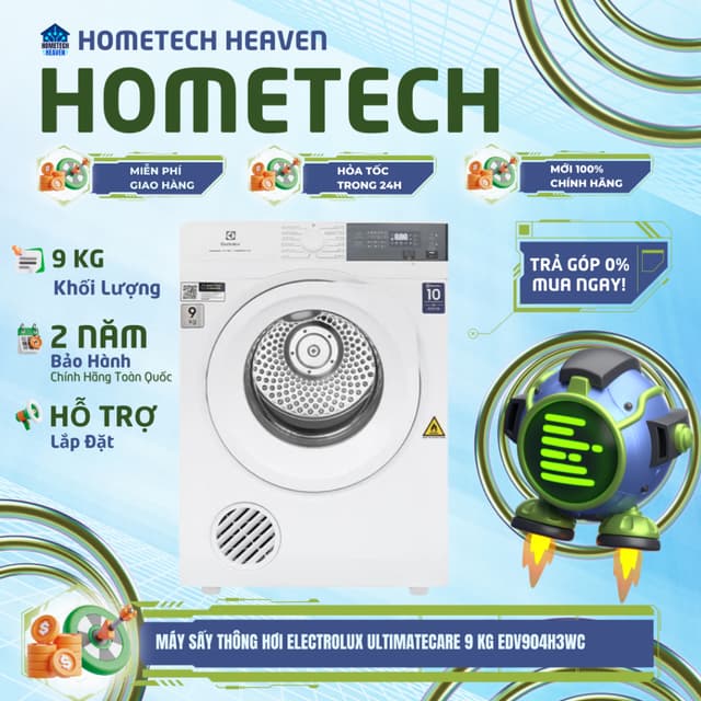 EDV904H3WC [GIAO LẮP MIỄN PHÍ] Máy sấy thông hơi Electrolux UltimateCare 9 kg EDV904H3WC- Chính Hãng - Ảnh 12