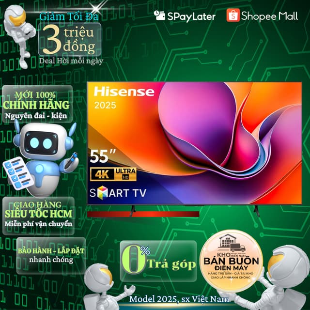 Smart Tivi Hisense 4K 55 inch 55A6Q - Hàng chính hãng - Ảnh 3